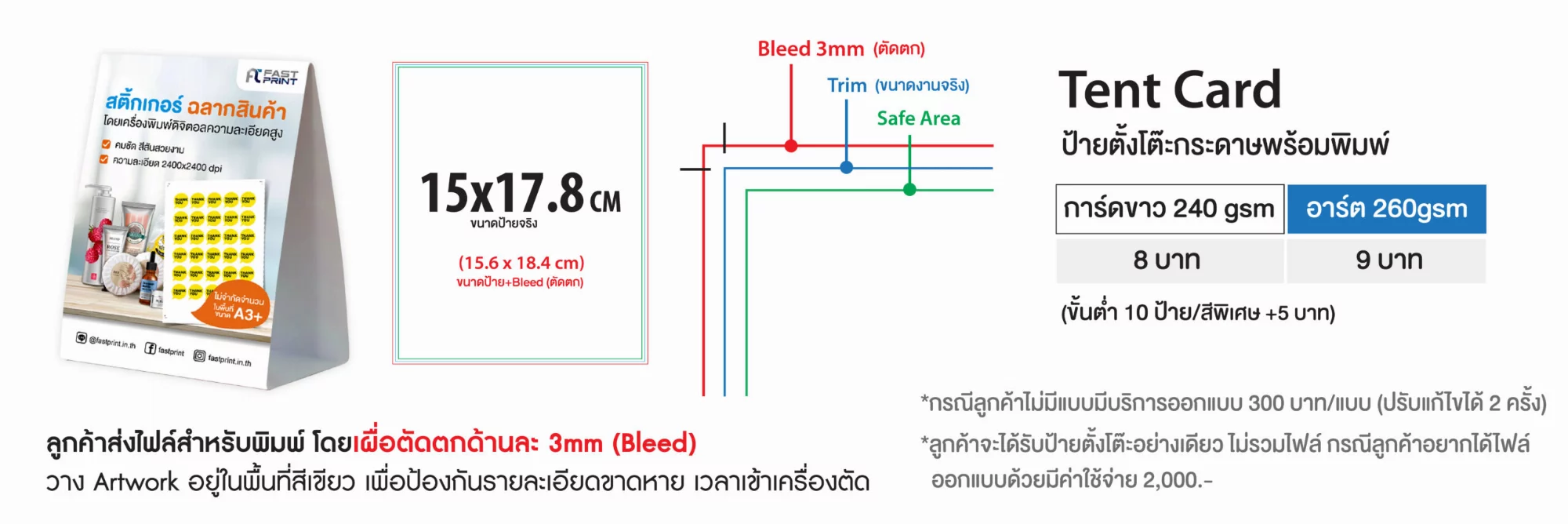 Table tent card price table