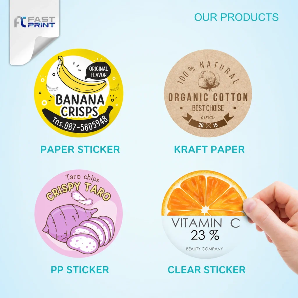 Fastprint sticker material samples