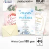 Wedding invitation 4x6 in, 180 gsm white card, printed by Fastprint