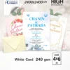 Wedding invitation 4x6 in, 240 gsm white card, printed by Fastprint