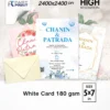Wedding invitation 5x7 in, 180 gsm white card, printed by Fastprint