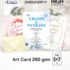 Wedding invitation 5x7 in, 260 gsm art card, printed by Fastprint